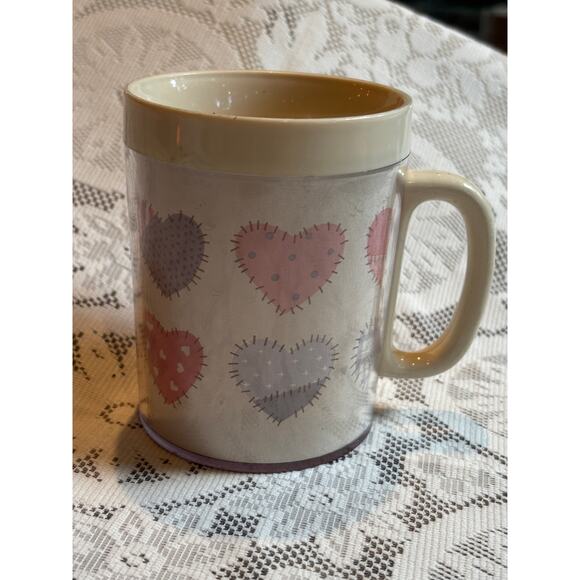 Vintage Hallmark 1987 Thermo Serv Auntie Em Patchwork Country Hearts Coffee Mug - Picture 2 of 5